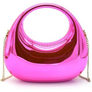 Pink Acrylic Evening Clutch for Women – Metallic Moon Design Party Purse